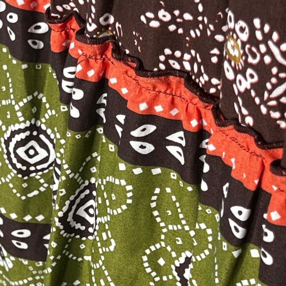 2x Ethnic 1980's Maxi Floral Green Tiered Ruffle Skirt Boho Hippie Retro Gypsy - Picture 5 of 12